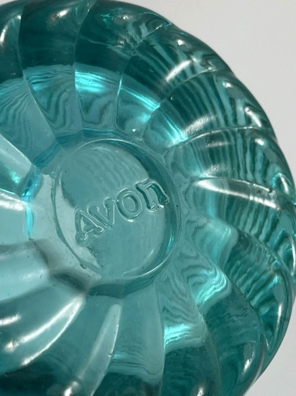 AVON "Vintage" Teal Swirl Glass Top Hat - Picture 2 of 10